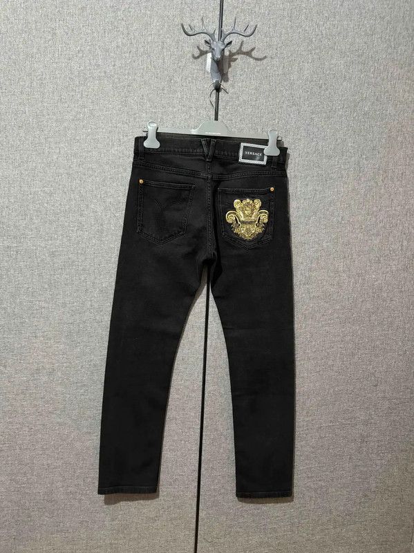 Versace Versace Black Leather Logo Casual Pants 0089 Size US 32 / EU 48 - 2 Thumbnail