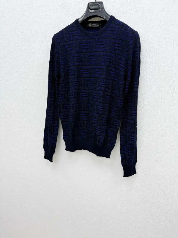 Versace Versace Dark Blue Wool Blend Long Sleeve Sweater 0089 Size US S / EU 44-46 / 1 - 2 Thumbnail