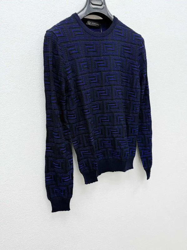 Versace Versace Men's Navy Wool Blend Pullover Sweater 0089 Size US XS / EU 42 / 0 - 3 Thumbnail