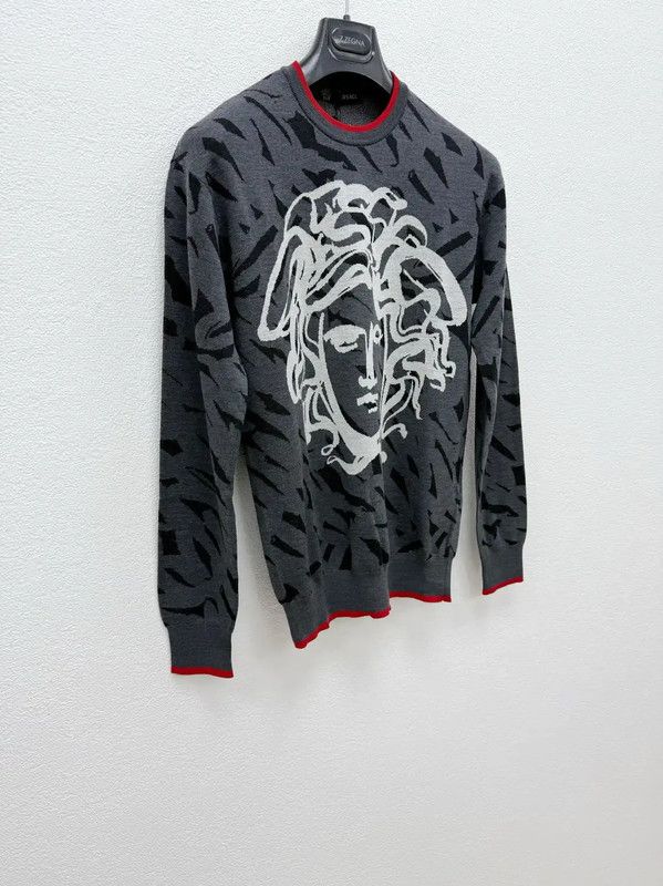 Versace Versace Gray Wool Men's Sweater 0089 Size US M / EU 48-50 / 2 - 2 Thumbnail