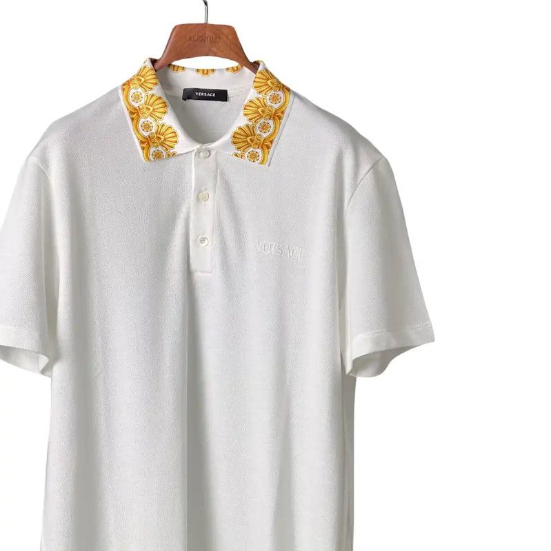 Versace Versace Men's Summer White Logo Polo Shirt 0089 Size US M / EU 48-50 / 2 - 3 Thumbnail