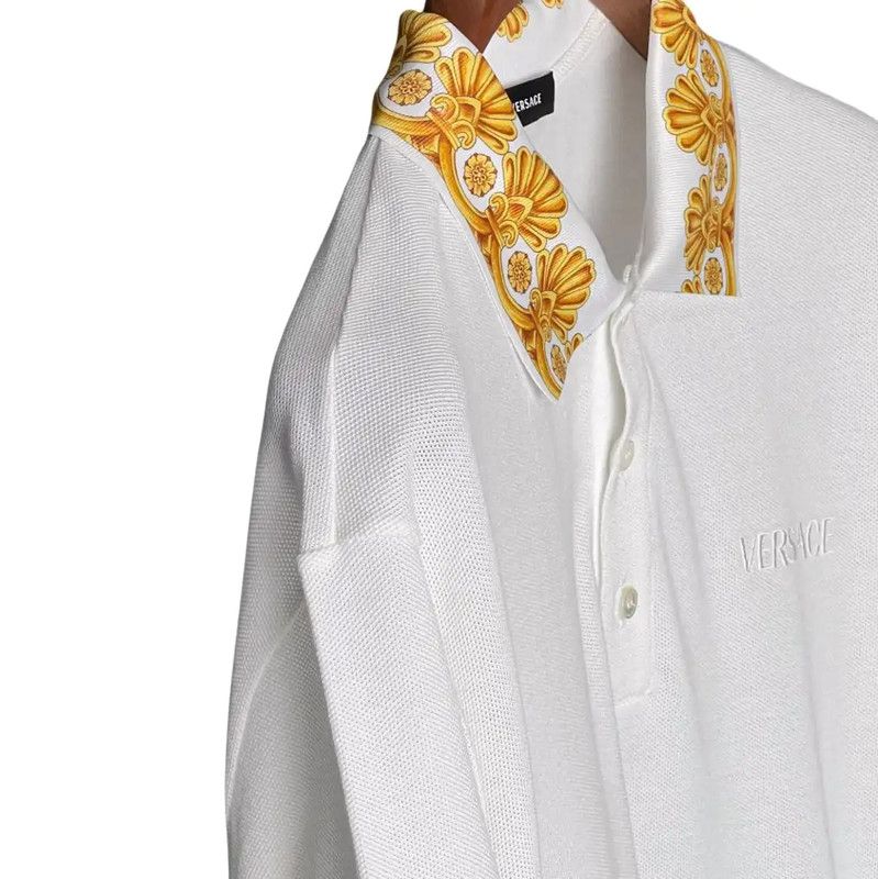 Versace Versace Men's Summer White Logo Polo Shirt 0089 Size US M / EU 48-50 / 2 - 6 Thumbnail