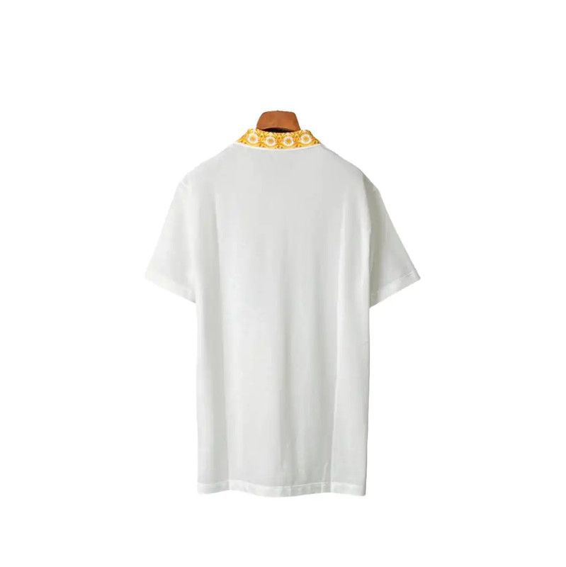 Versace Versace Men's Summer White Logo Polo Shirt 0089 Size US M / EU 48-50 / 2 - 2 Thumbnail