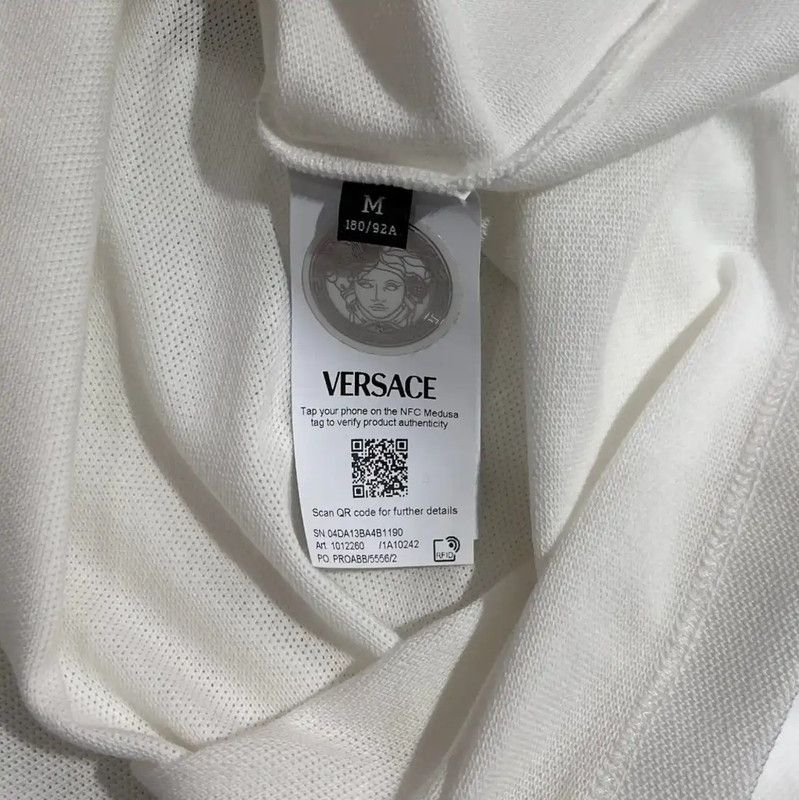 Versace Versace Men's Summer White Logo Polo Shirt 0089 Size US M / EU 48-50 / 2 - 8 Thumbnail