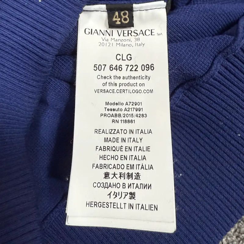 Versace Versace Blue Cotton Pullover Sweater 0089 Size US S / EU 44-46 / 1 - 4 Thumbnail