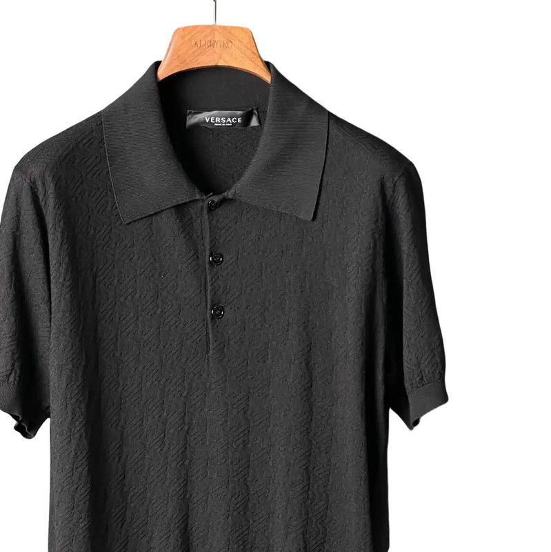 Versace Versace Black Silk Logo Short Sleeve Polo 0089 Size US S / EU 44-46 / 1 - 3 Thumbnail