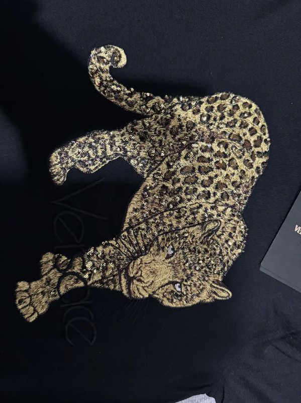 Versace Versace Black Wool Leopard Embroidery Sweater 0089 Size US S / EU 44-46 / 1 - 3 Thumbnail