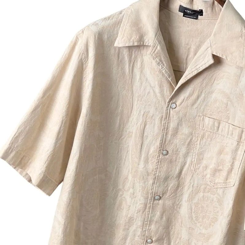 Versace Versace Beige Cotton Short Sleeve Shirt for Summer 0089 Size US S / EU 44-46 / 1 - 5 Thumbnail