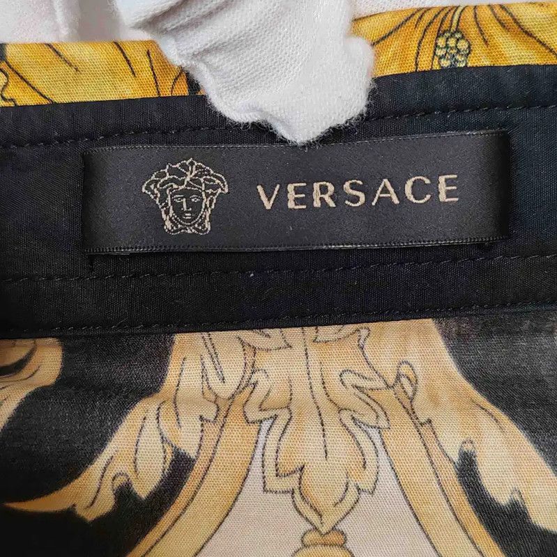 Versace Versace Black Cotton Printed Long Sleeve Shirt 0089 Size US M / EU 48-50 / 2 - 3 Thumbnail