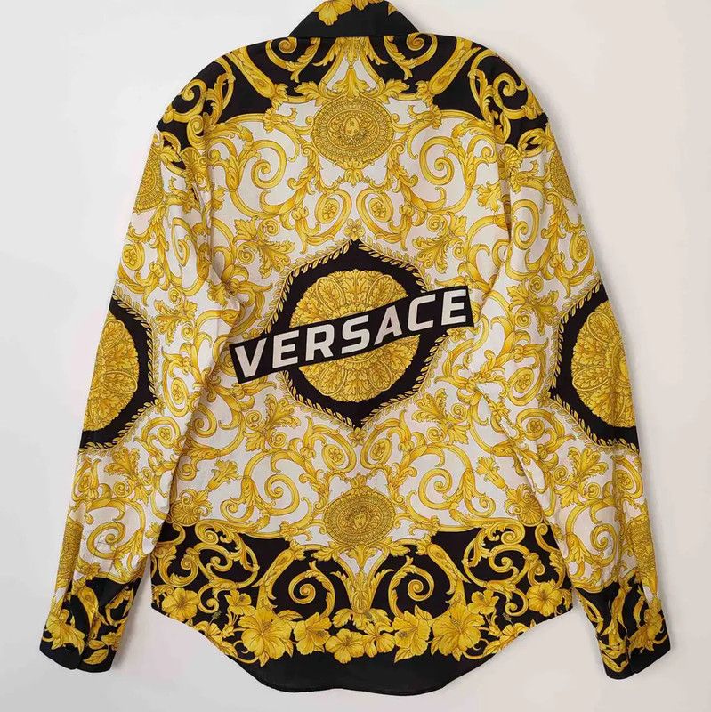 Versace Versace Black Cotton Printed Long Sleeve Shirt 0089 Size US M / EU 48-50 / 2 - 2 Thumbnail
