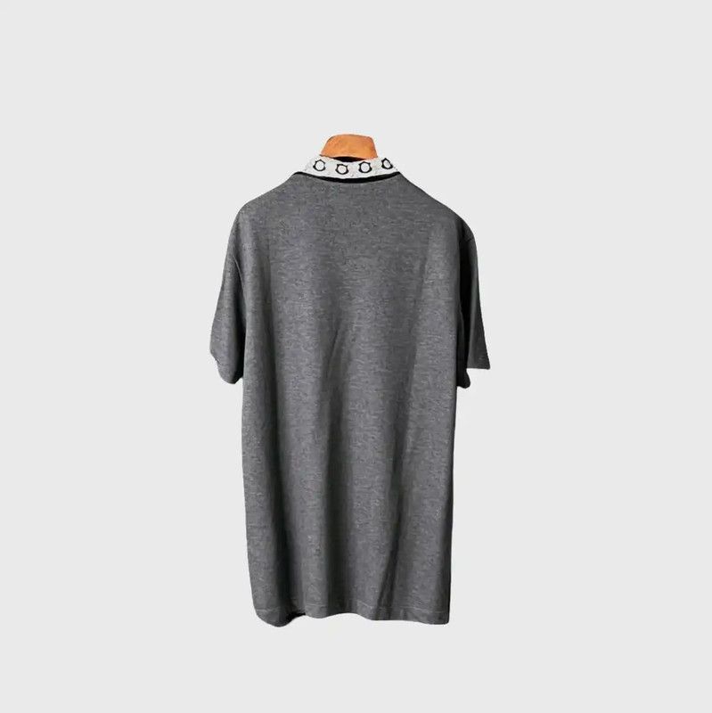 Versace Versace Summer Gray Cotton Logo Short Sleeve Polo 0089 Size US M / EU 48-50 / 2 - 2 Thumbnail