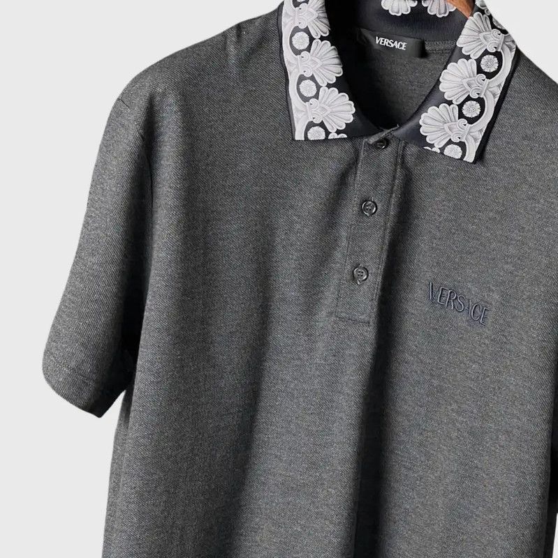Versace Versace Summer Gray Cotton Logo Short Sleeve Polo 0089 Size US M / EU 48-50 / 2 - 5 Thumbnail