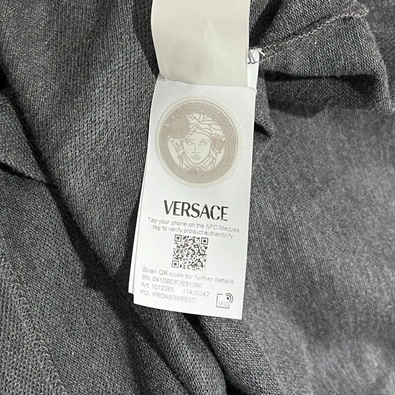 Versace Versace Summer Gray Cotton Logo Short Sleeve Polo 0089 Size US M / EU 48-50 / 2 - 7 Thumbnail