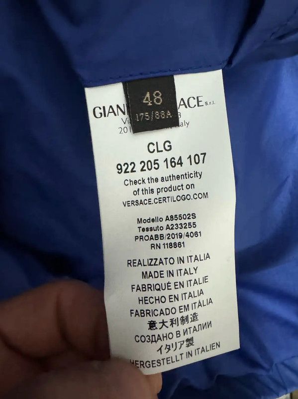 Versace Versace Men's Blue Logo Puffer Jacket 0089 Size US M / EU 48-50 / 2 - 5 Thumbnail