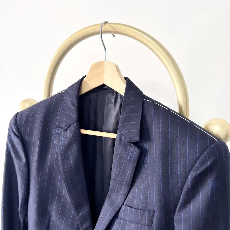 Versace Men's Long Sleeve Wool Blazer in Navy 0089