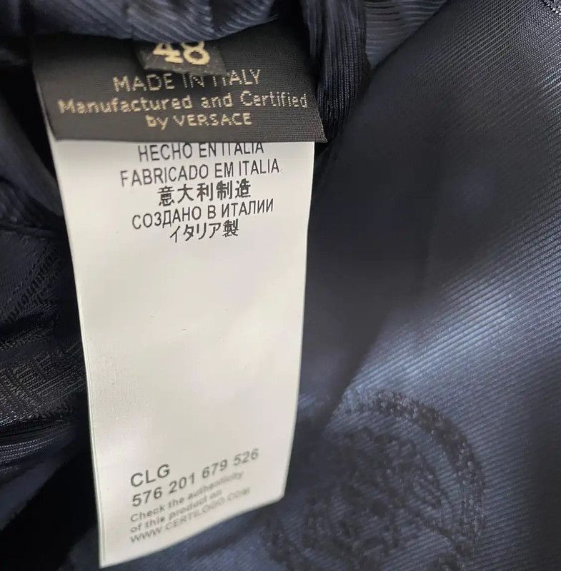 Versace Versace Navy Wool Men's Outerwear 0089 Size US S / EU 44-46 / 1 - 5 Thumbnail