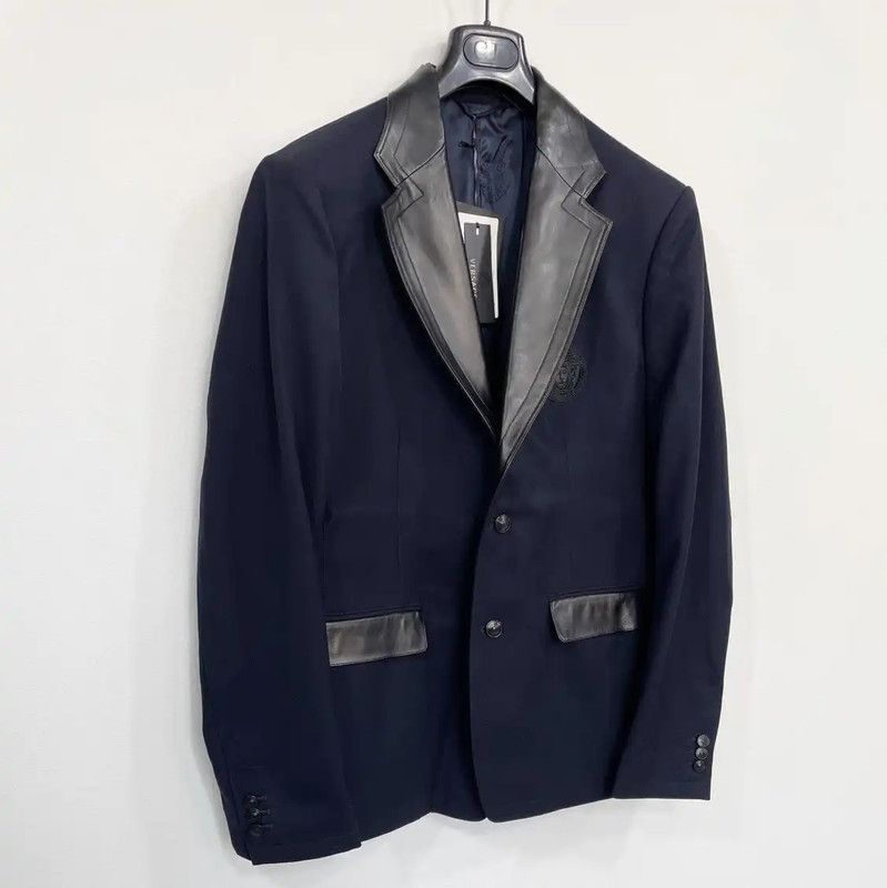 Versace Versace Navy Wool Men's Outerwear 0089 Size US S / EU 44-46 / 1 - 3 Thumbnail