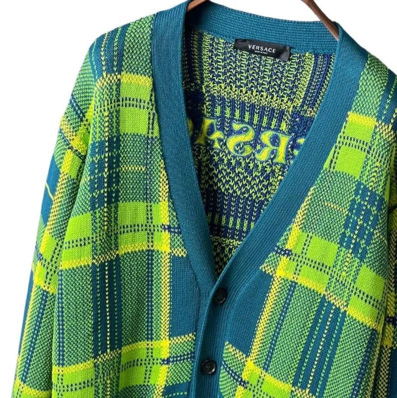 Versace Versace Green Cotton Long Sleeve Cardigan for Men 0089 Size US M / EU 48-50 / 2 - 5 Thumbnail