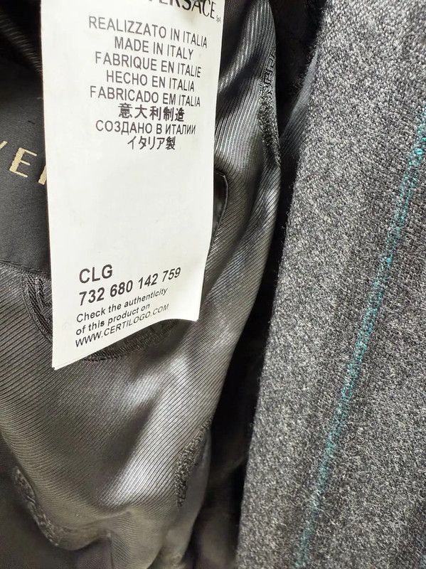 Versace Versace Men's Dark Gray Wool Long Sleeve Jacket 0089 Size US S / EU 44-46 / 1 - 7 Thumbnail