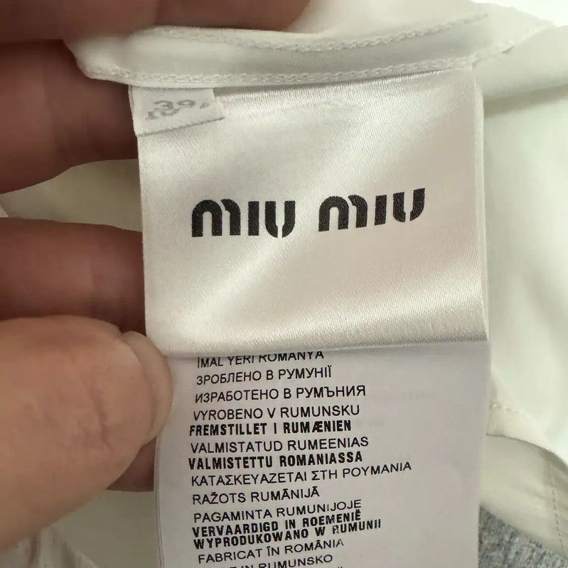 Miu Miu Miu Miu Men's White Cotton Long Sleeve Shirt 0089 Size US M / EU 48-50 / 2 - 5 Thumbnail