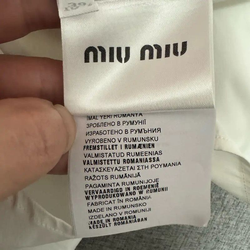 Miu Miu Miu Miu Men's White Cotton Long Sleeve Shirt 0089 Size US M / EU 48-50 / 2 - 4 Thumbnail