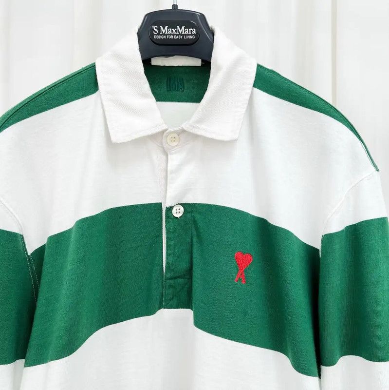 AMI AMI Striped Long Sleeve Polo Shirt for Men 0089 Size US S / EU 44-46 / 1 - 3 Thumbnail
