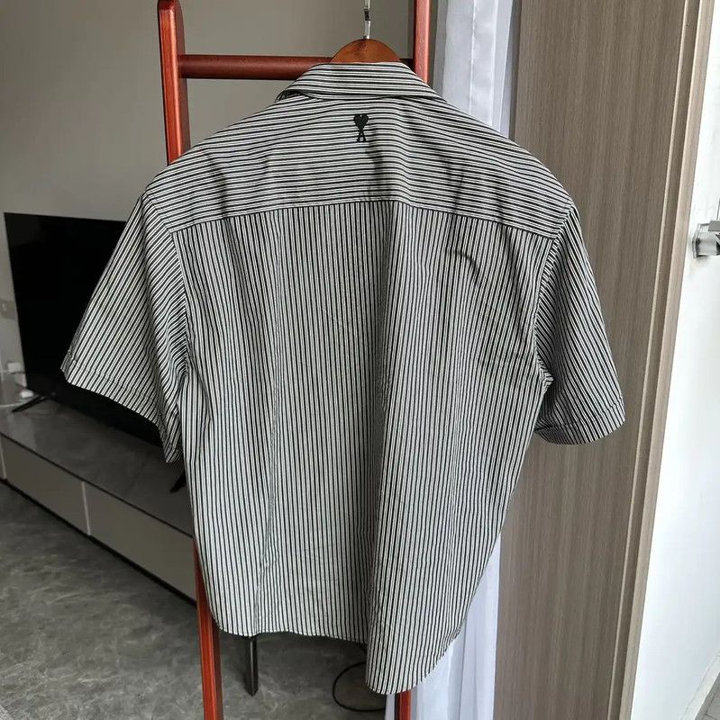 AMI AMI Black Striped Short Sleeve Shirt for Men 0089 Size US S / EU 44-46 / 1 - 3 Thumbnail