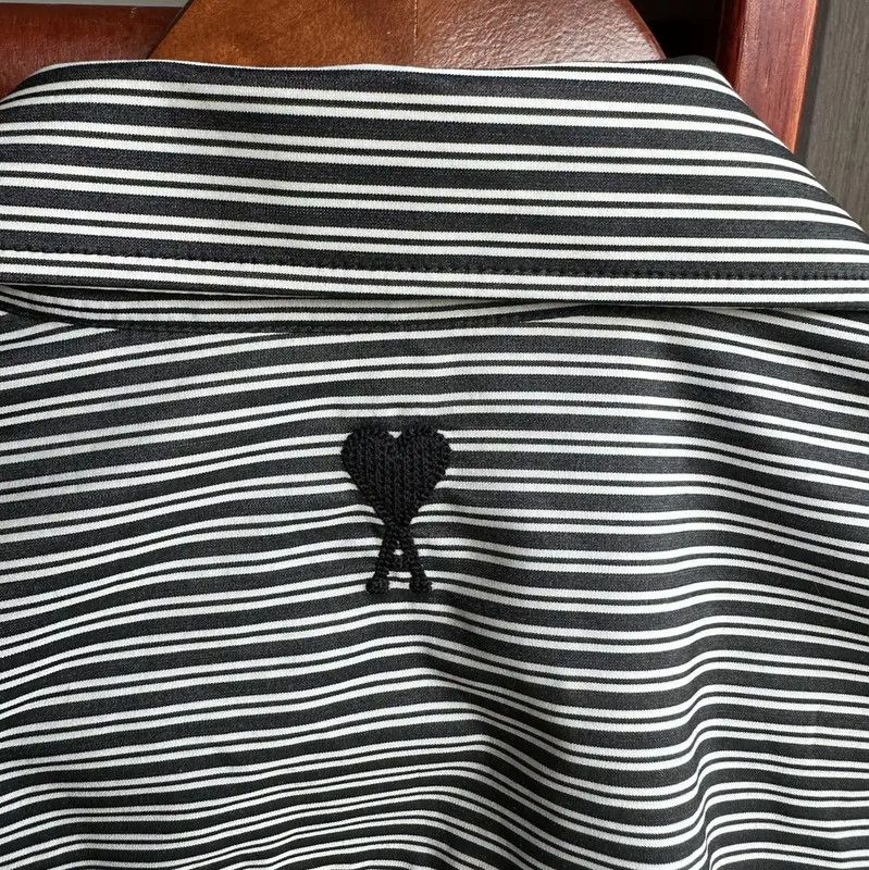 AMI AMI Black Striped Short Sleeve Shirt for Men 0089 Size US S / EU 44-46 / 1 - 4 Thumbnail