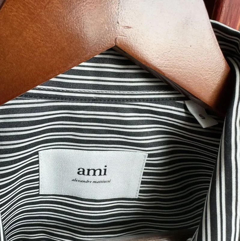 AMI AMI Black Striped Short Sleeve Shirt for Men 0089 Size US S / EU 44-46 / 1 - 5 Thumbnail