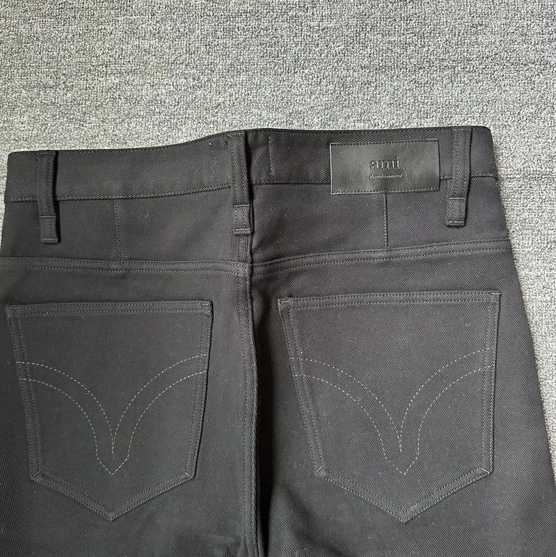 AMI Black Denim Casual Trousers for Men 0089