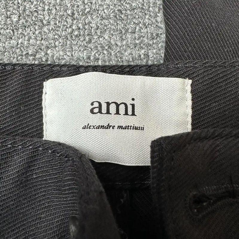 AMI Black Denim Casual Trousers for Men 0089