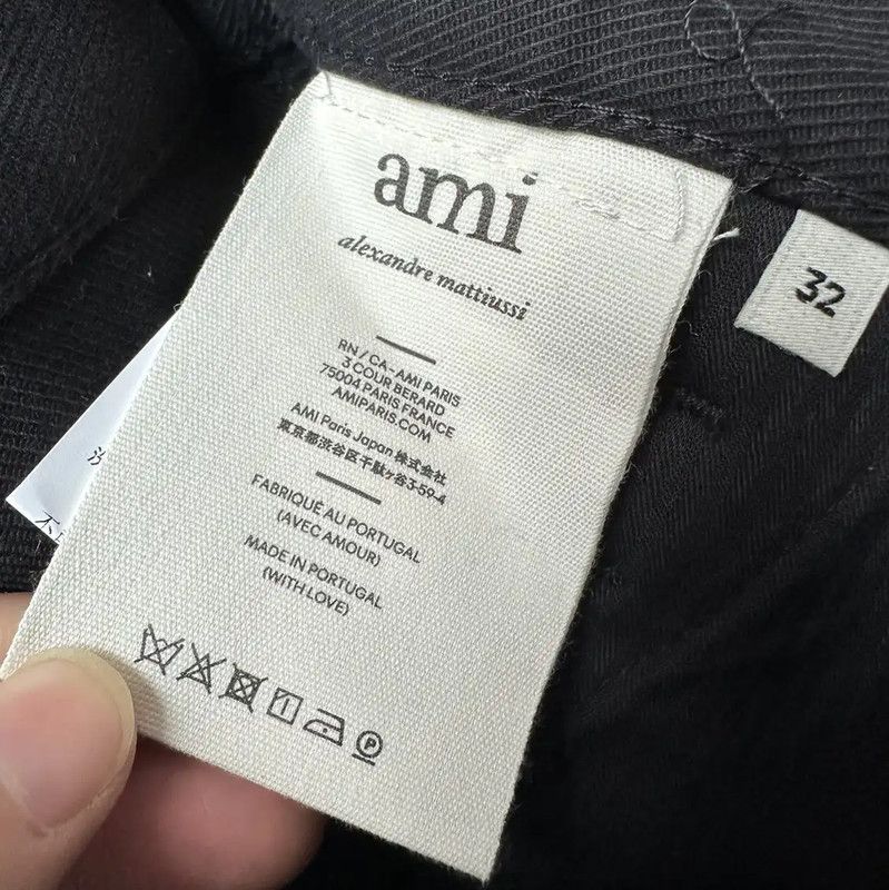 AMI Black Denim Casual Trousers for Men 0089