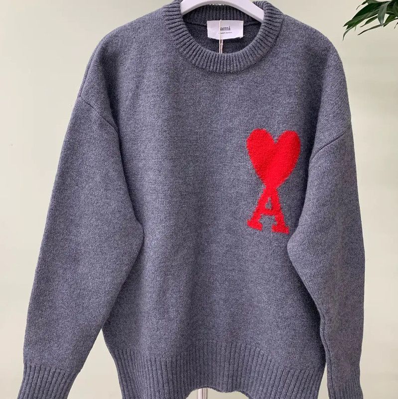 AMI AMI Grey Sweater with Heart Logo 0089 Size US S / EU 44-46 / 1 - 2 Thumbnail