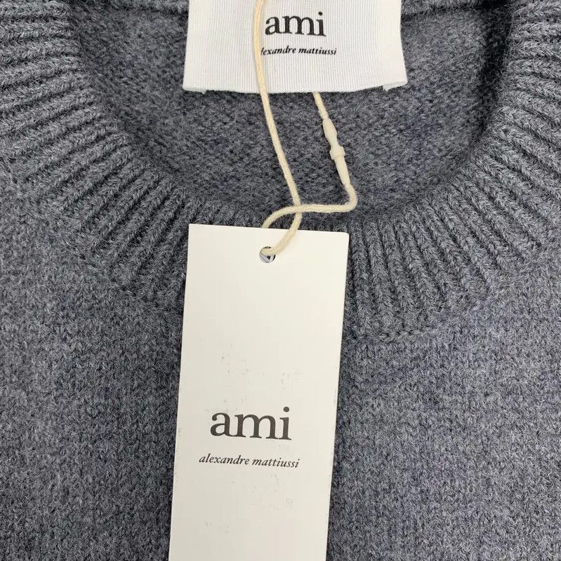 AMI AMI Grey Sweater with Heart Logo 0089 Size US S / EU 44-46 / 1 - 5 Thumbnail