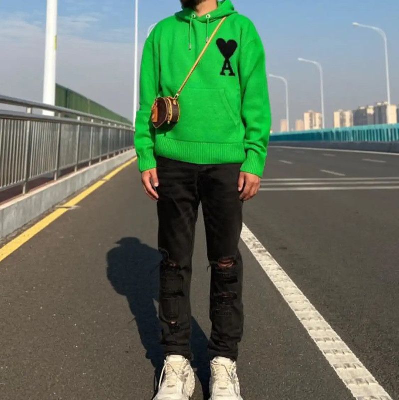 AMI AMI Green Men's Hoodie with Heart Design 0089 Size US S / EU 44-46 / 1 - 8 Thumbnail