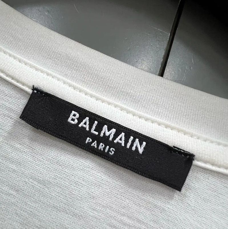 Balmain Balmain Logo White Cotton Short-Sleeve T-Shirt 0089 Size US XL / EU 56 / 4 - 2 Thumbnail