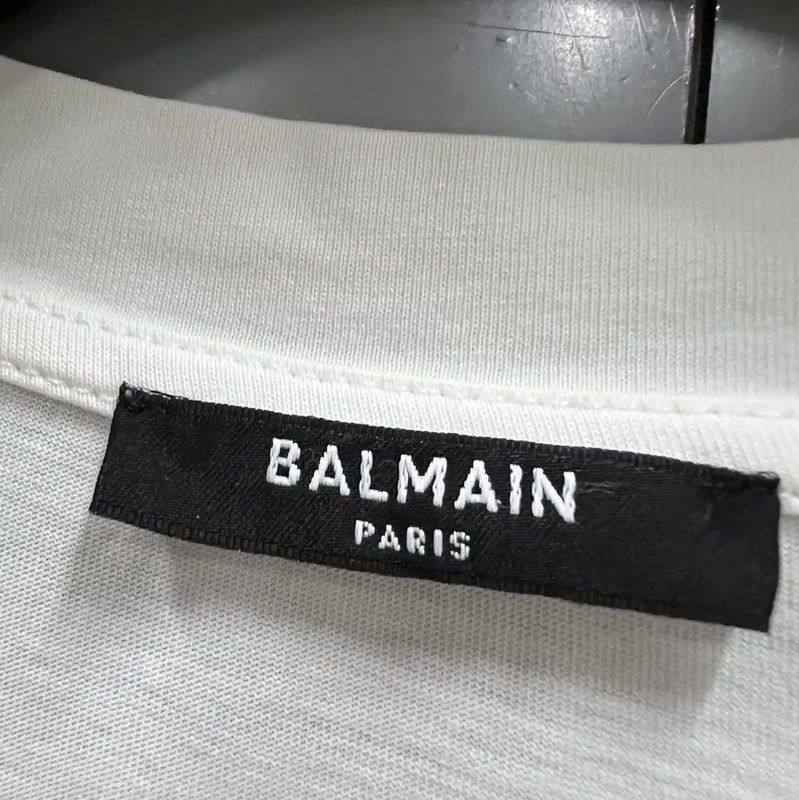 Balmain Balmain White Short Sleeve Cotton T-Shirt 0089 Size US M / EU 48-50 / 2 - 2 Thumbnail