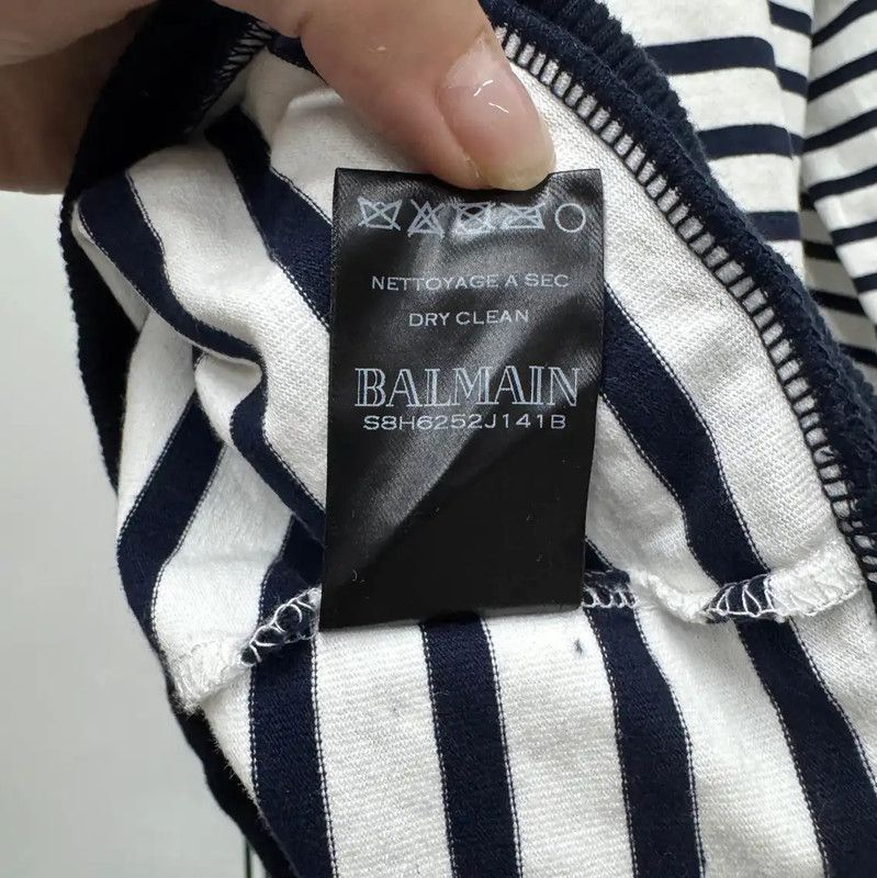 Balmain Balmain Striped Long Sleeve Cotton Sweatshirt 0089 Size US S / EU 44-46 / 1 - 6 Thumbnail
