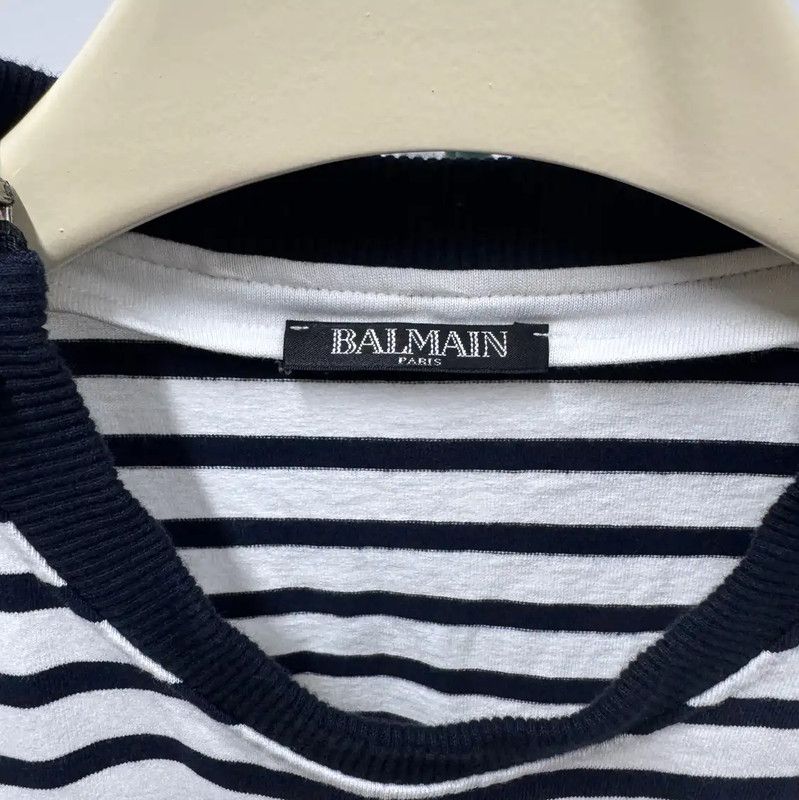 Balmain Balmain Striped Long Sleeve Cotton Sweatshirt 0089 Size US S / EU 44-46 / 1 - 3 Thumbnail