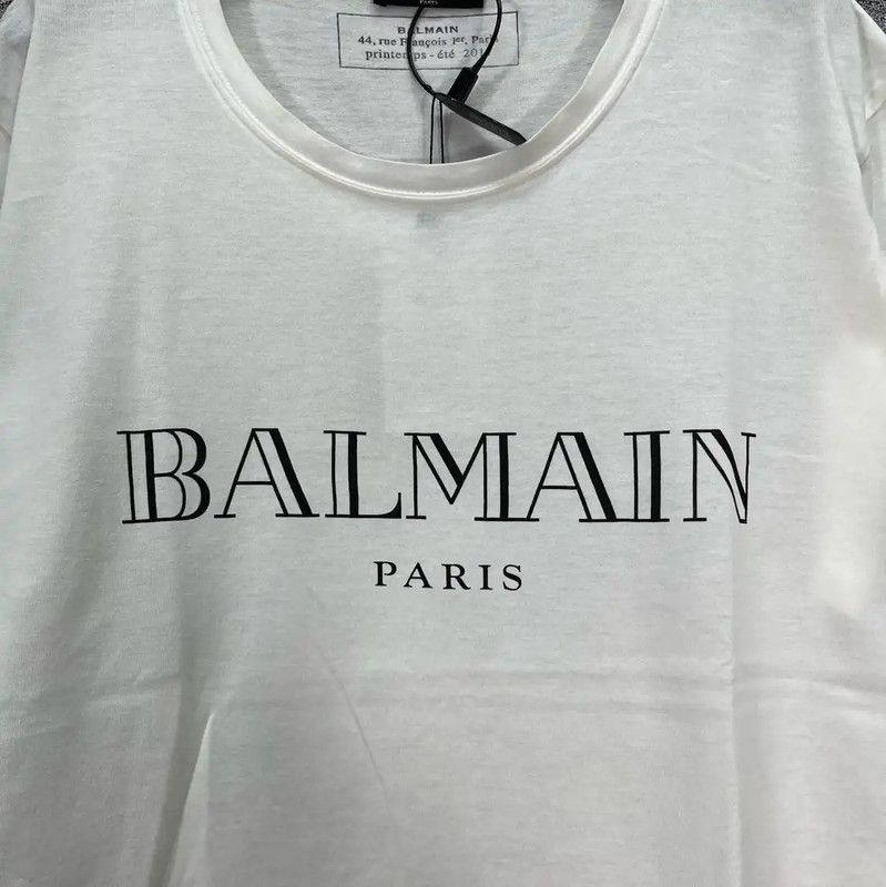 Balmain Balmain White Logo Cotton T-Shirt for Men 0089 Size US M / EU 48-50 / 2 - 3 Thumbnail