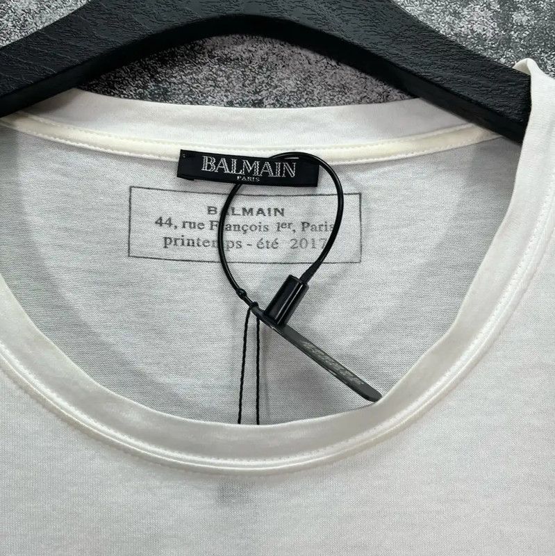 Balmain Balmain White Logo Cotton T-Shirt for Men 0089 Size US M / EU 48-50 / 2 - 4 Thumbnail
