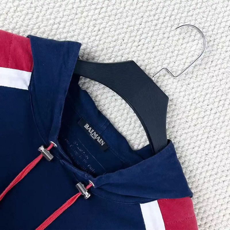Balmain Balmain Colorblock Cotton Short Sleeve Hoodie 0089 Size US M / EU 48-50 / 2 - 3 Thumbnail