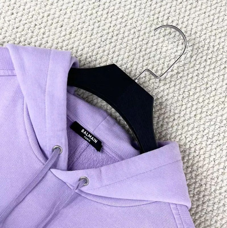 Balmain Balmain Purple Cotton Blend Embroidered Hoodie 0089 Size US XL / EU 56 / 4 - 3 Thumbnail