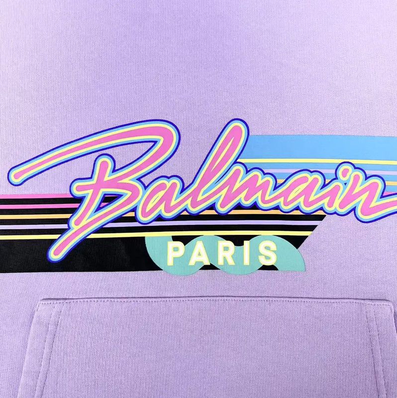 Balmain Balmain Purple Cotton Blend Embroidered Hoodie 0089 Size US XL / EU 56 / 4 - 4 Thumbnail