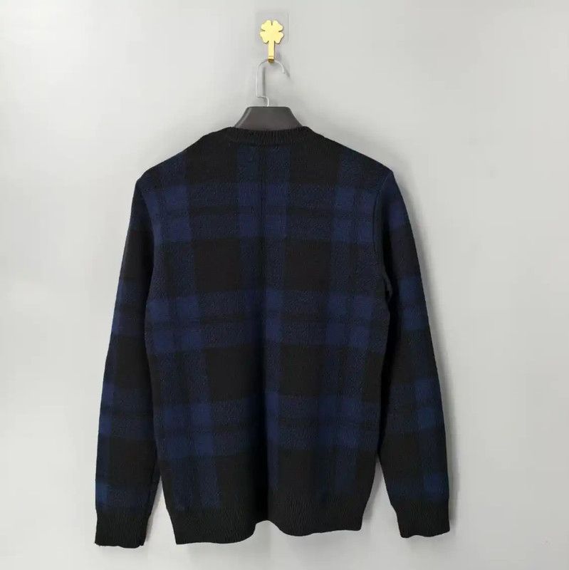 Balmain Balmain Black Wool Sweater with Blue Plaid Design 0089 Size US M / EU 48-50 / 2 - 2 Thumbnail