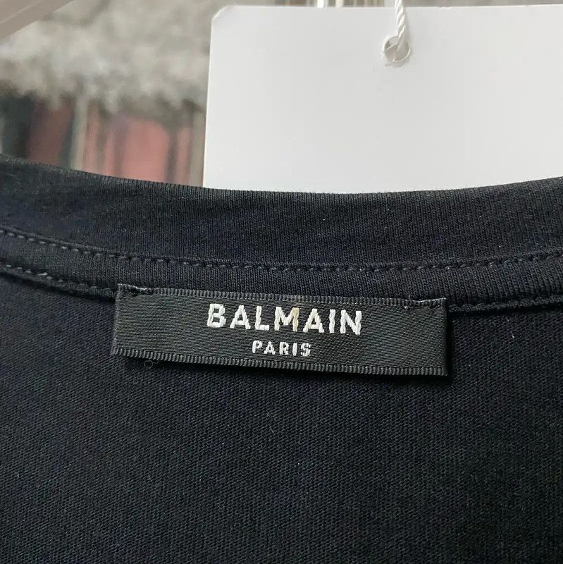 Balmain Balmain Black Cotton Logo T-Shirt for Men 0089 Size US L / EU 52-54 / 3 - 5 Thumbnail