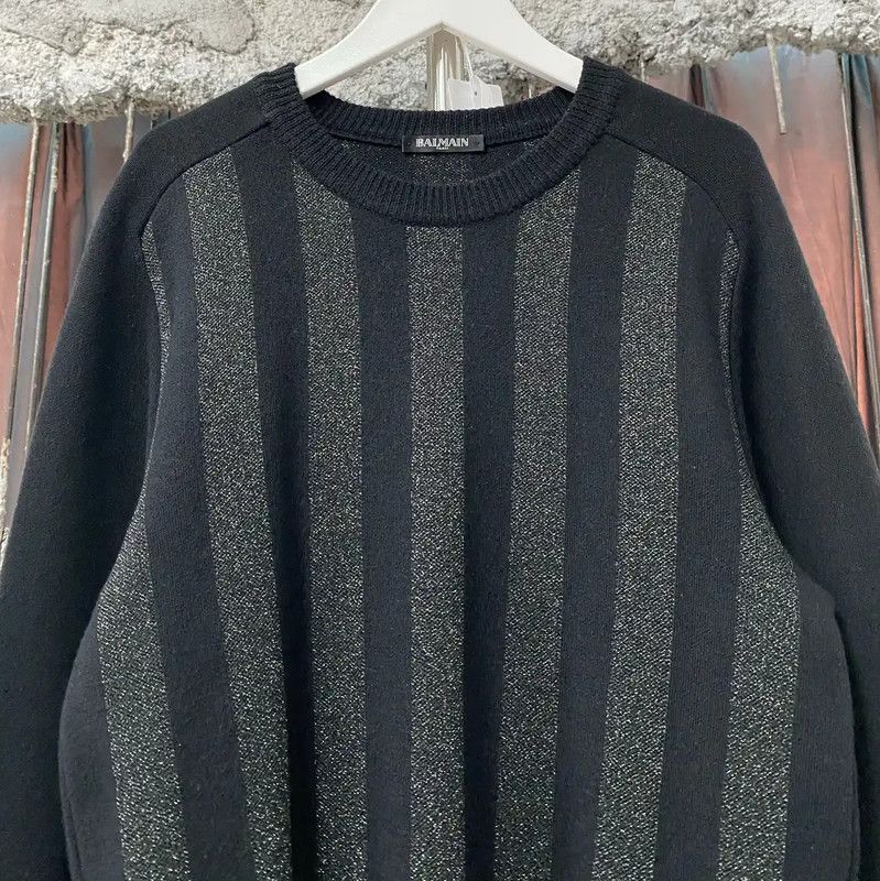 Balmain Balmain Black Striped Long Sleeve Pullover 0089 Size US M / EU 48-50 / 2 - 3 Thumbnail