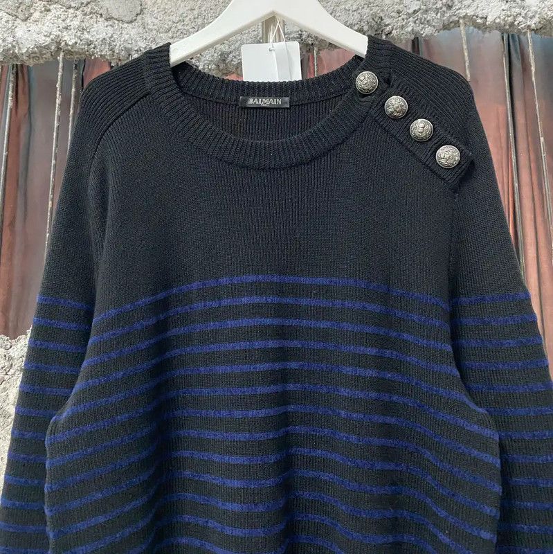 Balmain Balmain Men's Long Sleeve Color Block Sweater 0089 Size US L / EU 52-54 / 3 - 3 Thumbnail