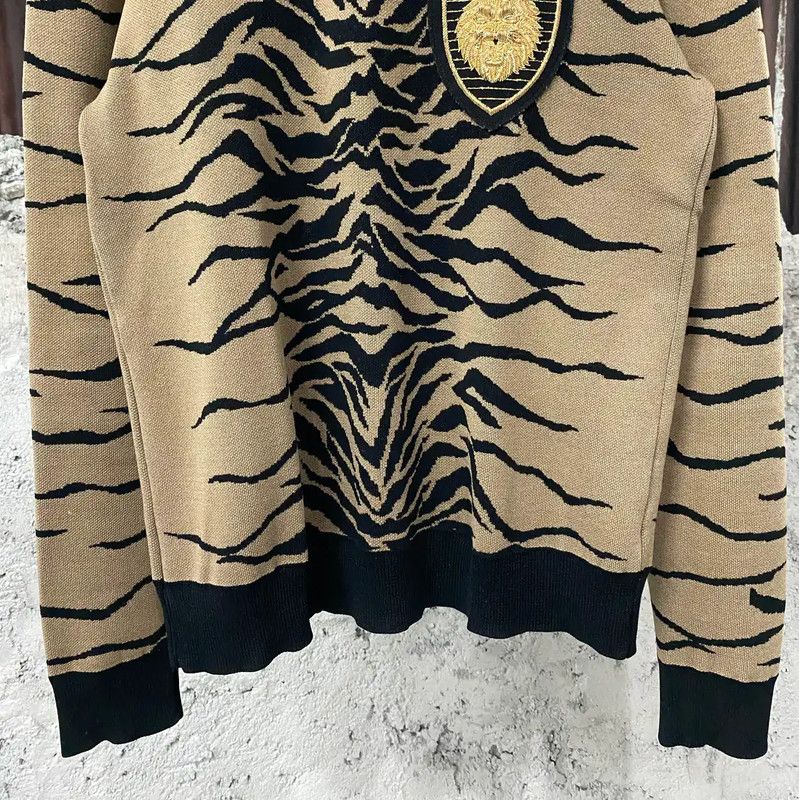 Balmain Balmain Men's Winter Khaki Tiger Sweater 0089 Size US L / EU 52-54 / 3 - 4 Thumbnail