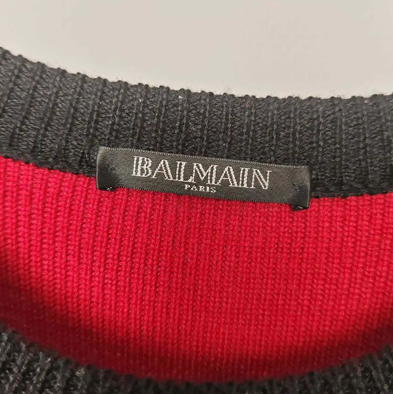 Balmain Balmain Red Striped Wool Pullover Sweater 0089 Size US L / EU 52-54 / 3 - 3 Thumbnail